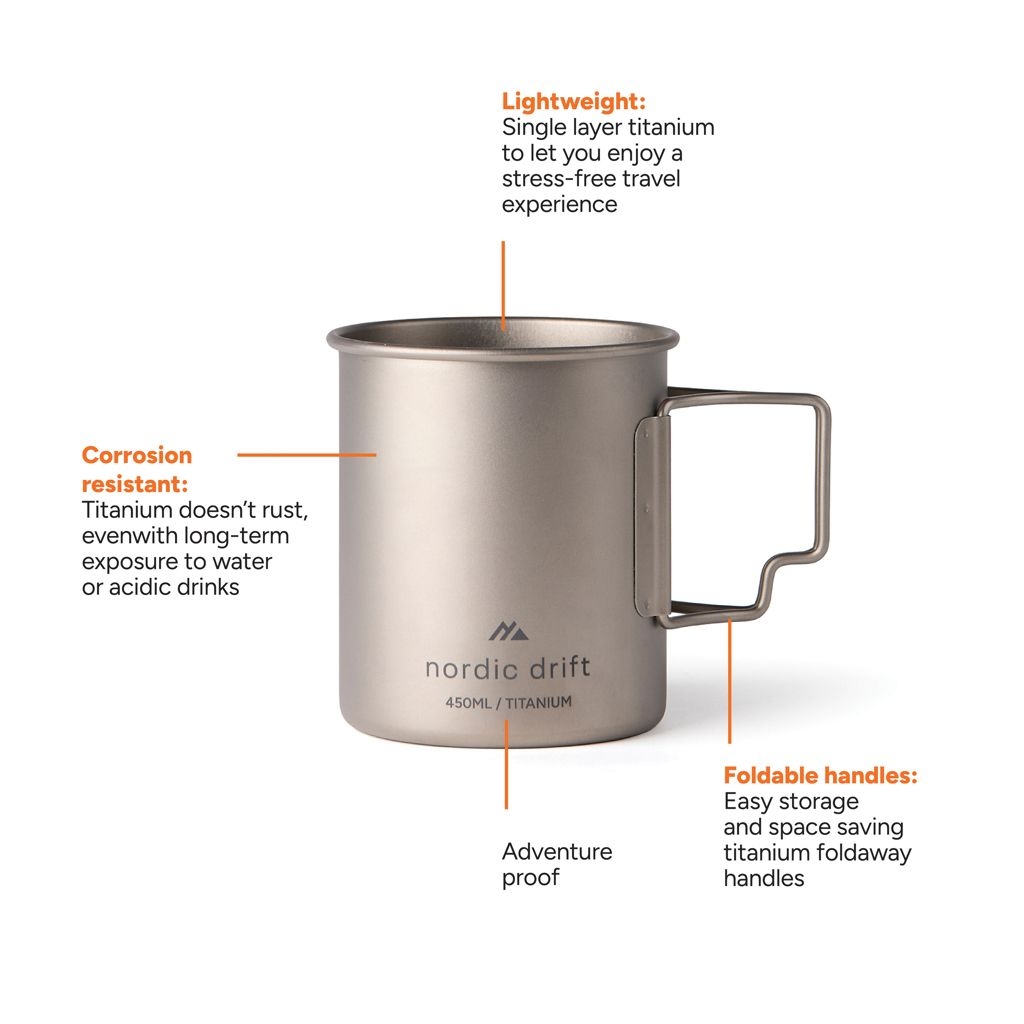 XDND340.01-02Nordic Drift Trail Ultraleichte Titan-Becher 450ml_ silber