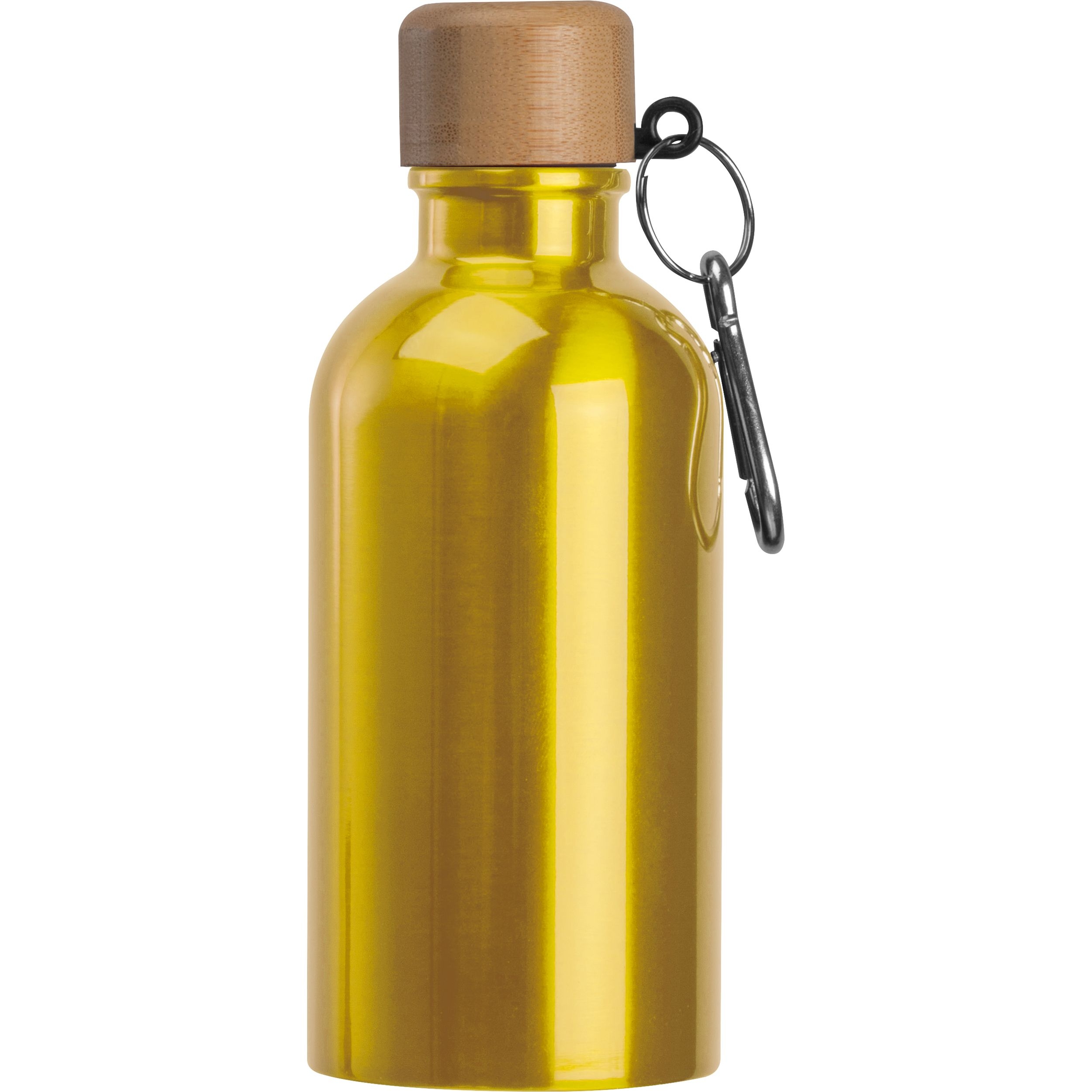 MA84972-08Edelstahltrinkflasche mit Karabiner_ 400ml MARILYN_ gelb