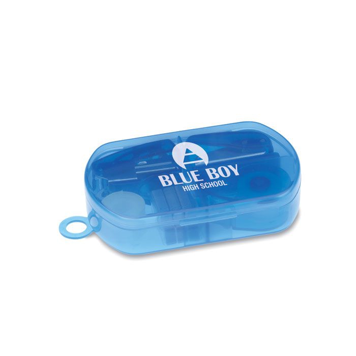 Burobox Büroset in Box, transparent blau