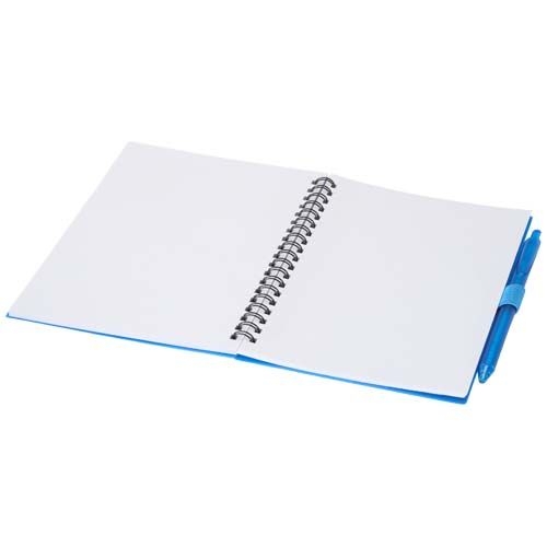 PF106298-3Niove Softcover Notizbuch aus recyceltem Kunststoff mit Kugelschreiber _blaue Mine_ blau