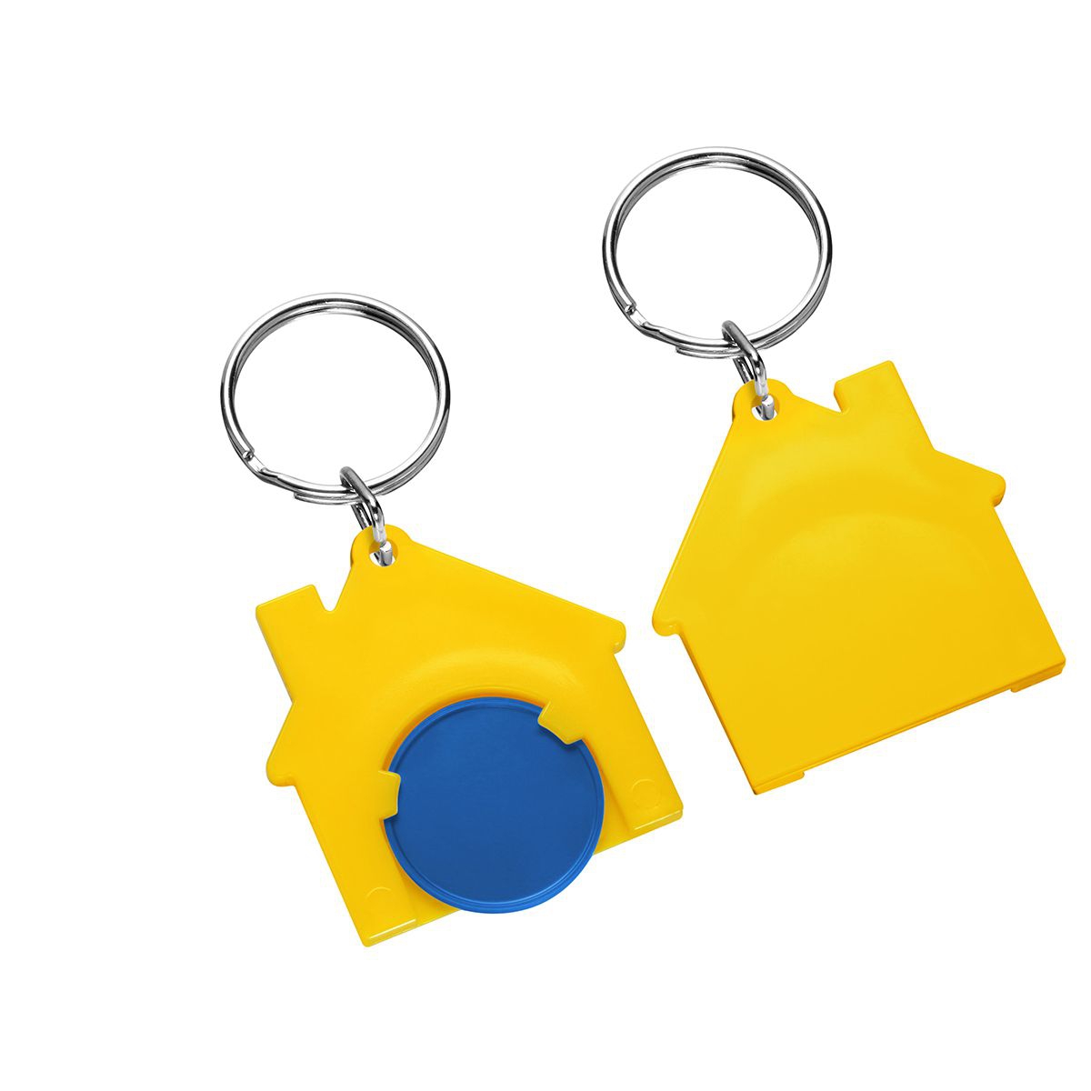 Chiphalter mit 1€-Chip "Haus", blau, gelb