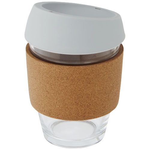 PF100665-2Lidan 360 ml Becher aus Borosilikatglas mit Korkgriff und Silikondeckel_ grau