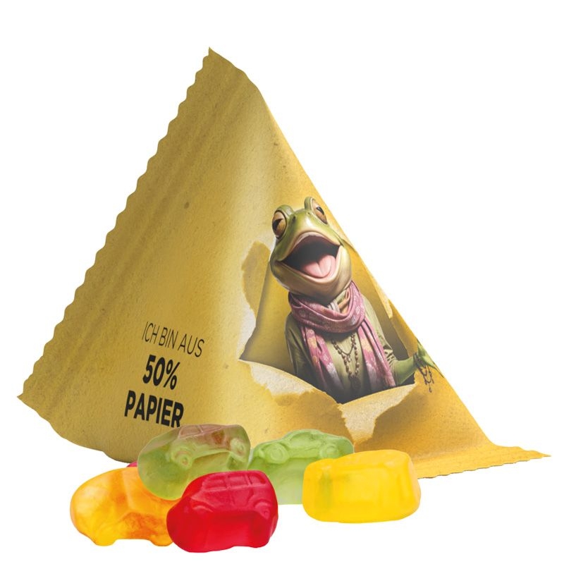 JG17063-7Tetraeder 15g_ Fruchtgummi Standardformen_ Automischung_ weisse Folie
