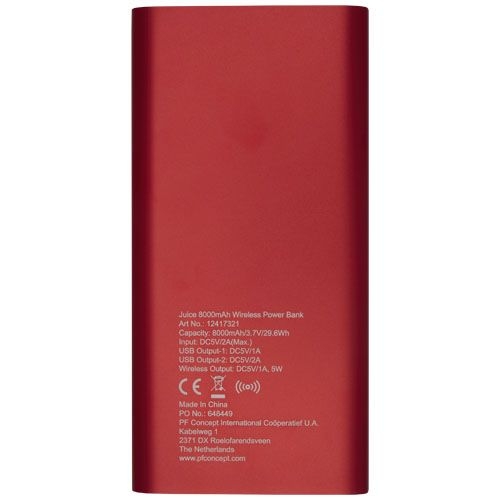 PF124173-1Juice 8000 mAh kabellose Powerbank_ rot