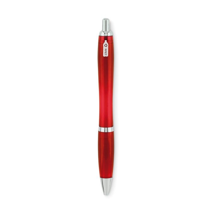 MO6409-25Rio Rpet Druckkugelschreiber RPET_ Transparent Rot