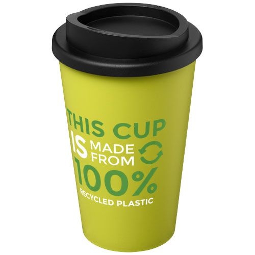 PF210691-7Americano® recycelter isolierter 350 ml Becher_ limone_schwarz