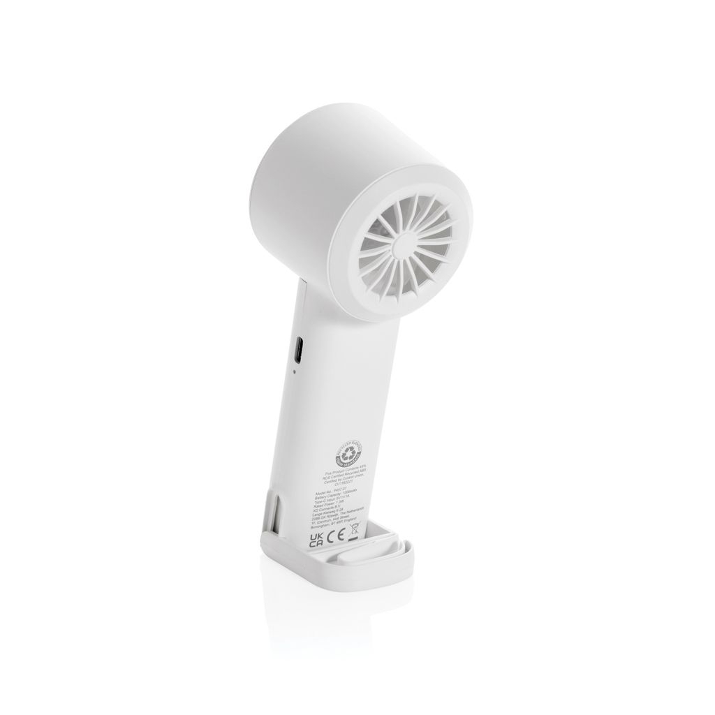 XDP457.07-03Twist wiederaufladbarer tragbarer Ventilator aus RCS rABS_ weiss