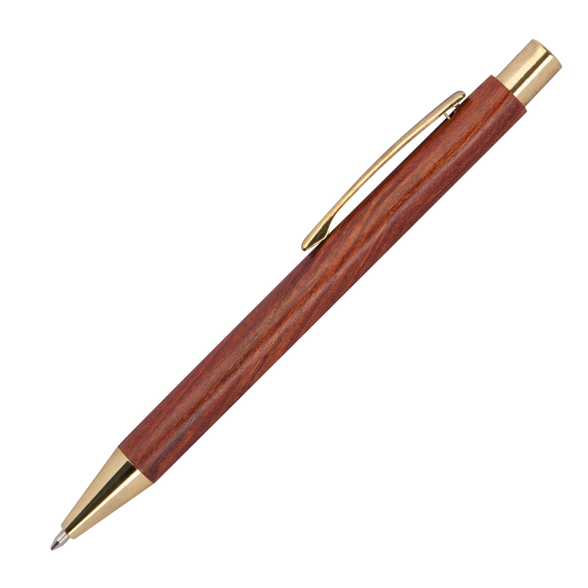 Holzkugelschreiber mit goldenen Applikationen, braun