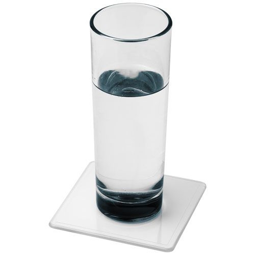 PF210516-1Renzo quadratischer Kunststoffuntersetzer_ transparent klar