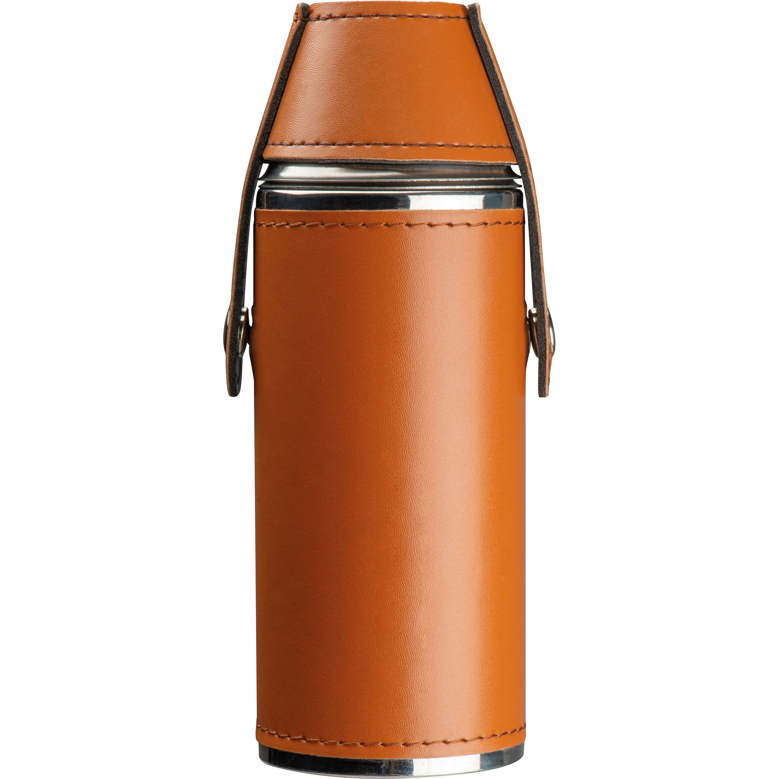 MA83257-01Flachmann aus Edelstahl mit 2 Pinnchen_ braun