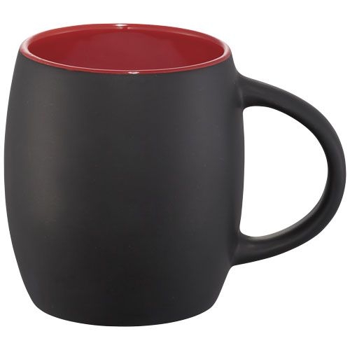 PF100466-3Hearth 400 ml Keramiktasse mit Holz Untersetzer_ schwarz_rot