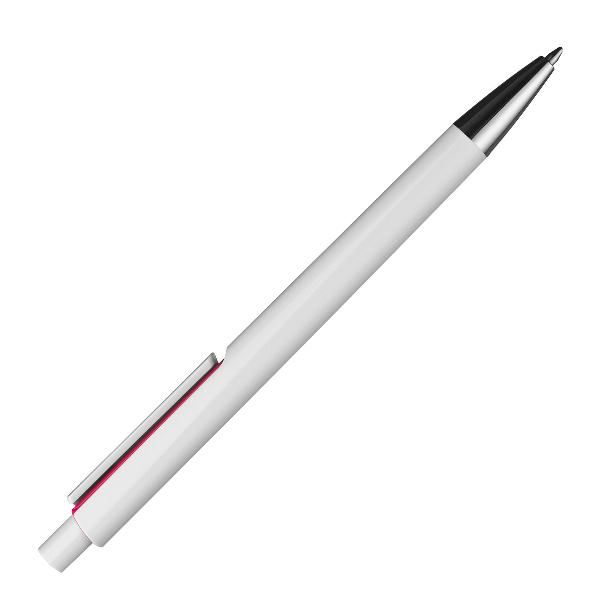 MA13537-05Weisser Kugelschreiber mit farbigen Applikationen _ rot