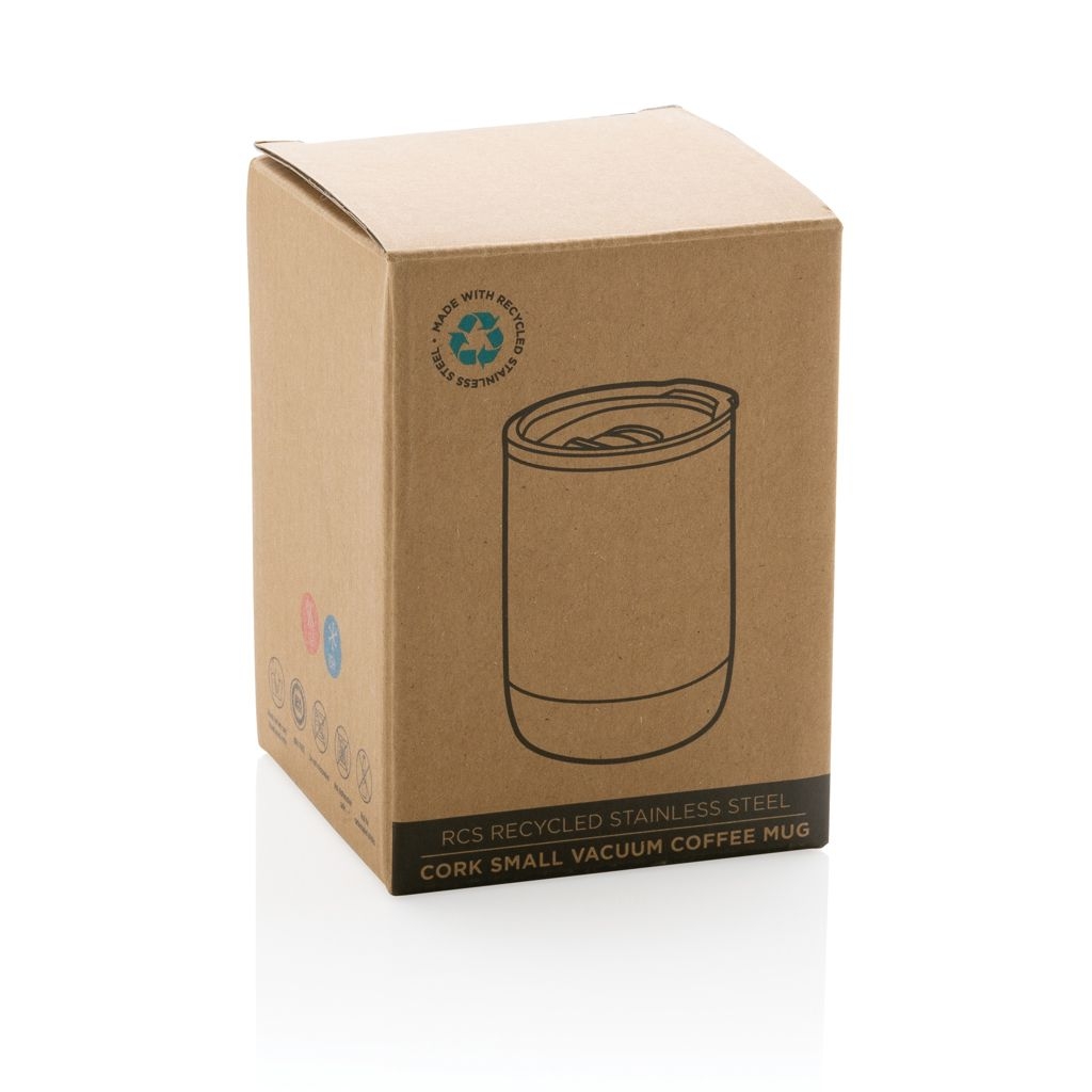 XDP435.05-3Kleine Vakuum-Kaffeetasse aus RCS rSteel _ Kork_ weiss