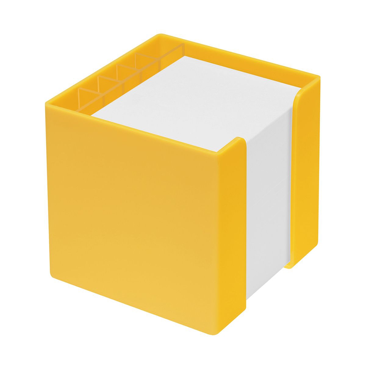 Zettelbox "Alpha" mit Köcher, gelb