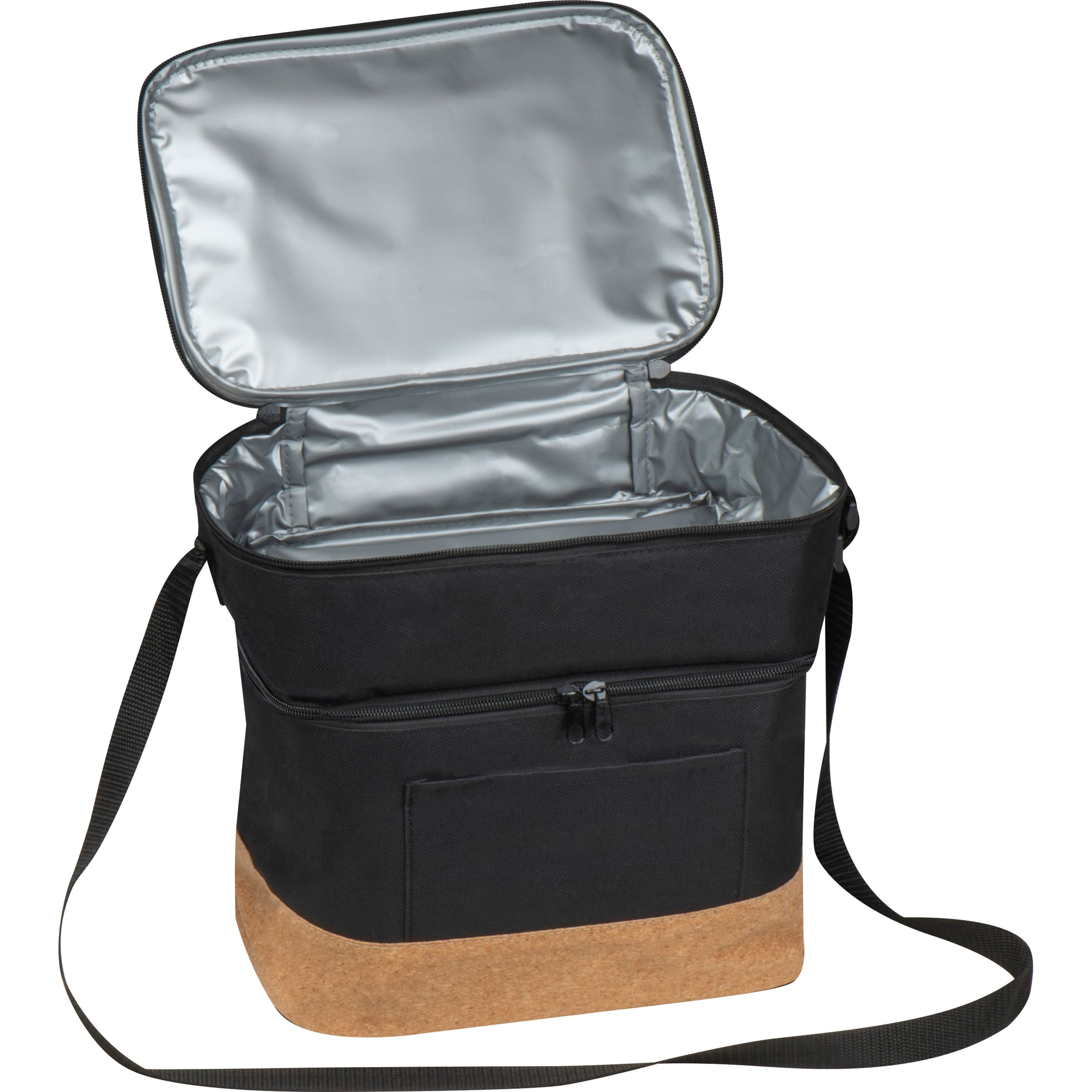 MA62610-03Kuehltasche aus RPET mit Extrafach und Korkboden WOLFGANG_ schwarz