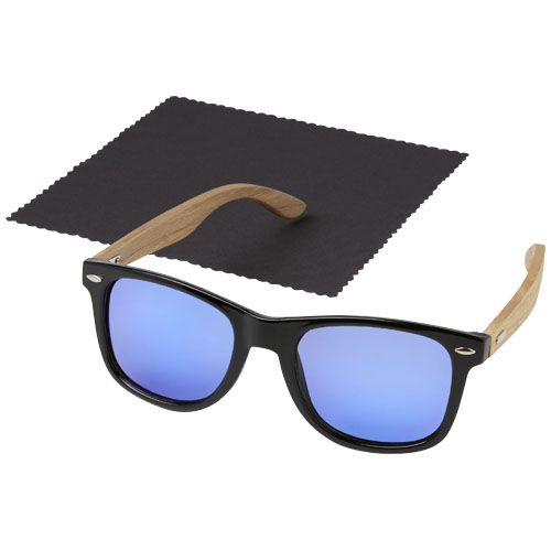 Hiru verspiegelte polarisierte Sonnenbrille aus rPET/Holz in Geschenkbox, holz