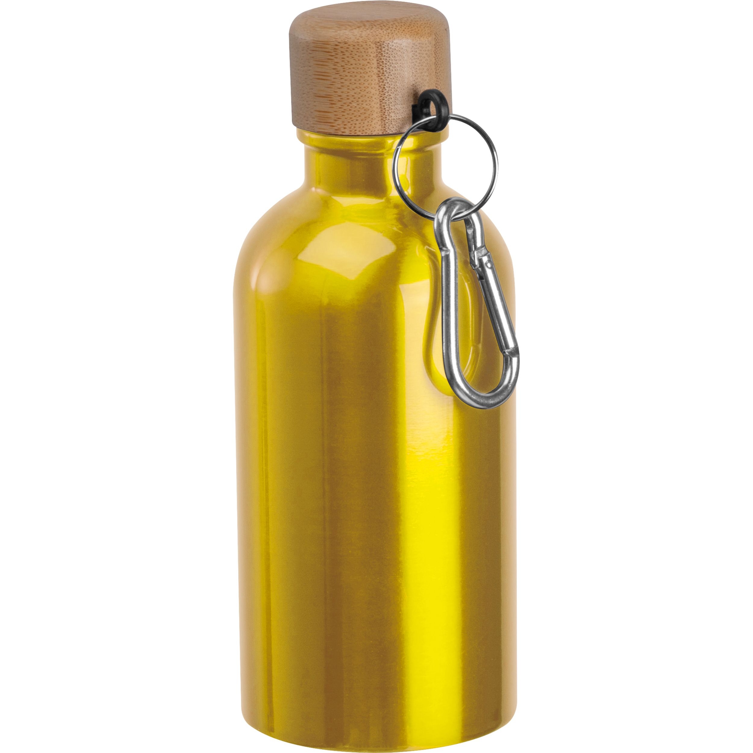 MA84972-08Edelstahltrinkflasche mit Karabiner_ 400ml MARILYN_ gelb