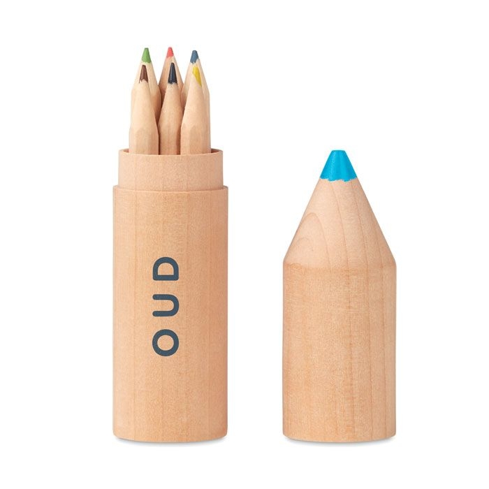 MO9875-40Petit Coloret Holzbox mit 6 Stiften_ Holz