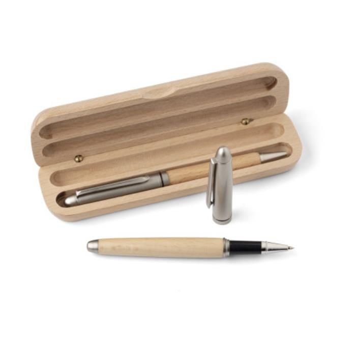 GI9156-11Schreibset aus Buchenholz Oliviero_ Braun