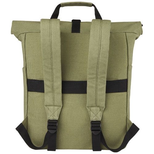 PF120678-2Joey 15_ GRS Rolltop Laptoprucksack aus recyceltem Canvas 15 L_ olive
