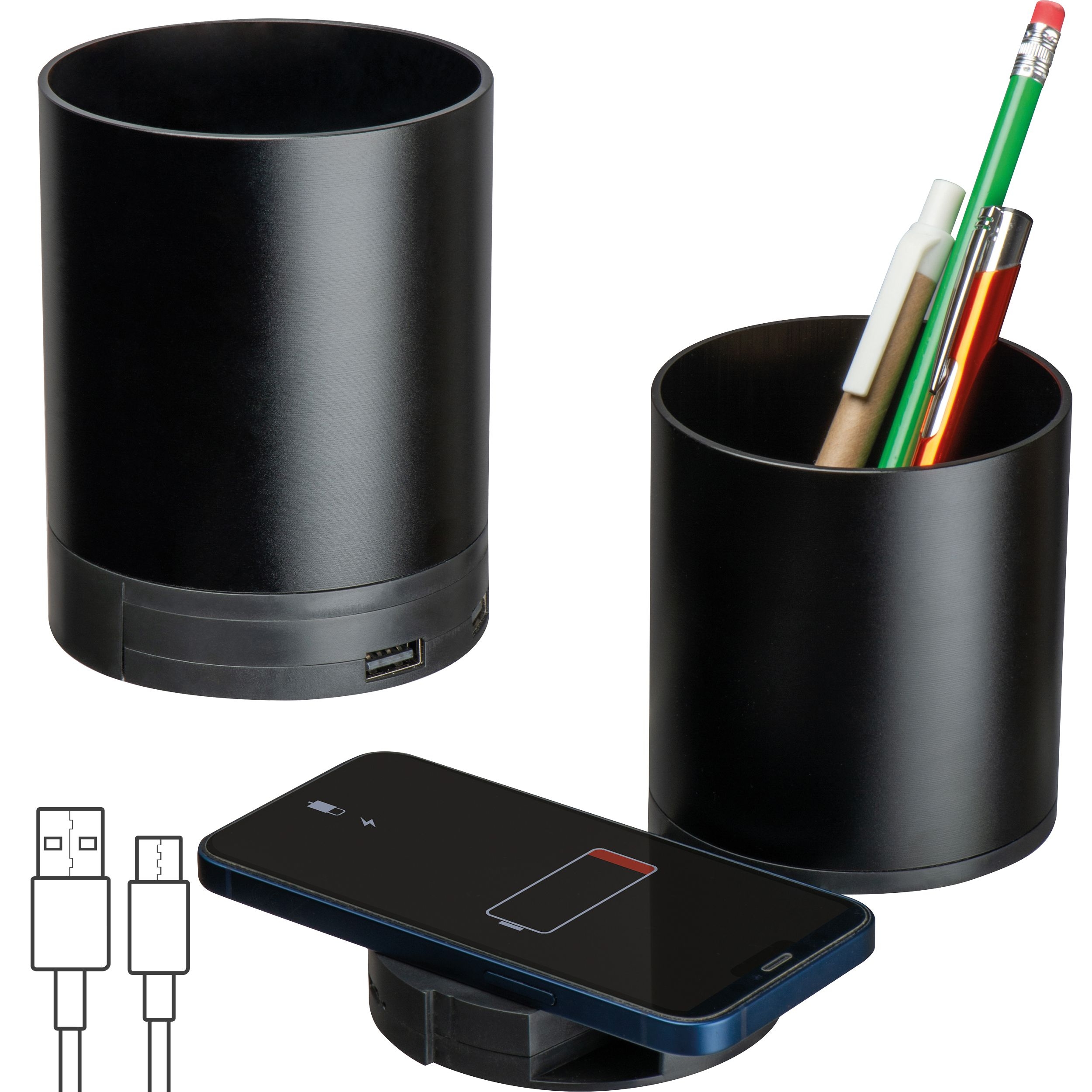MA33947-03Stiftekoecher mit Wireless Charging BORIS_ schwarz