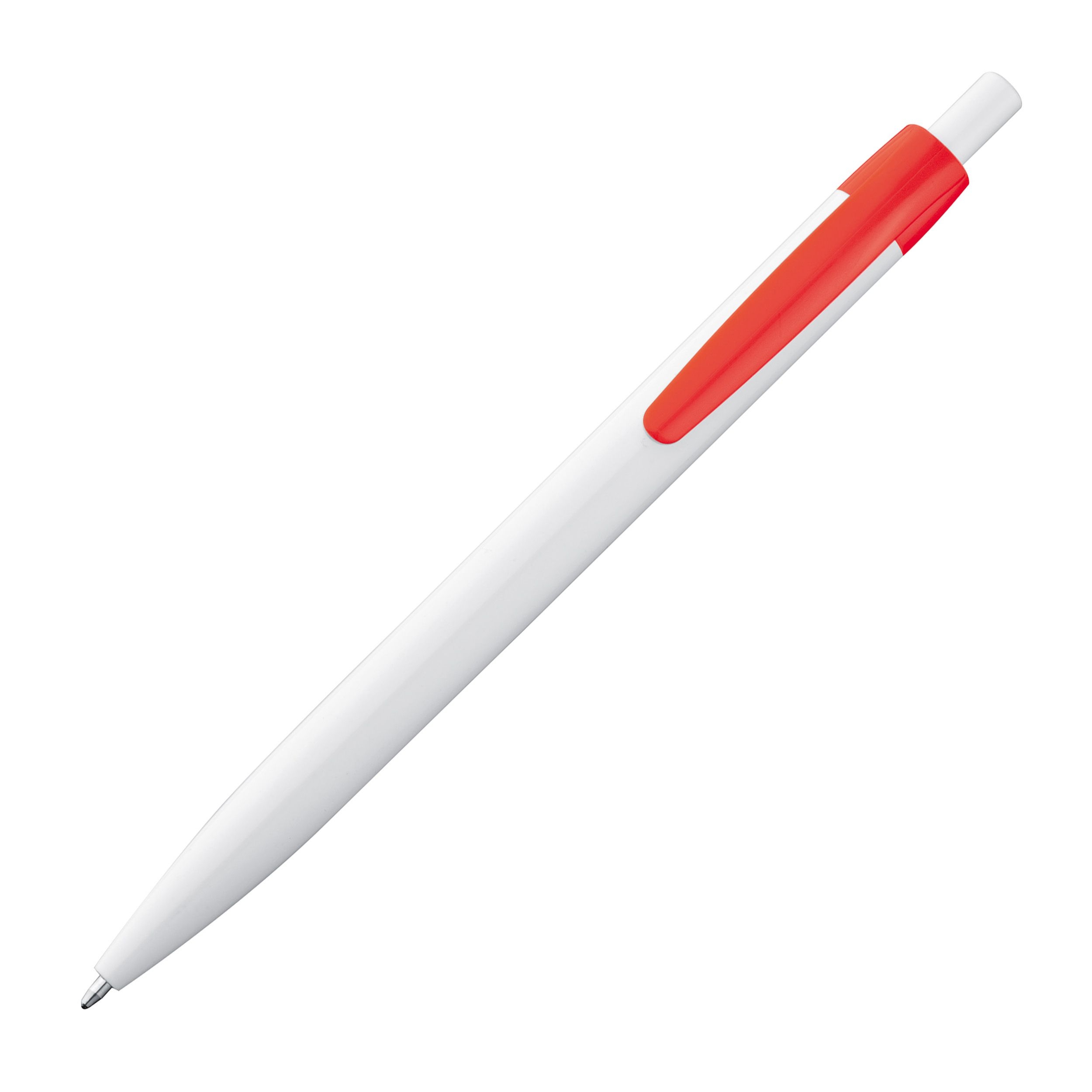 MA18656-05Kunststoffkugelschreiber mit farbigem Clip_ rot