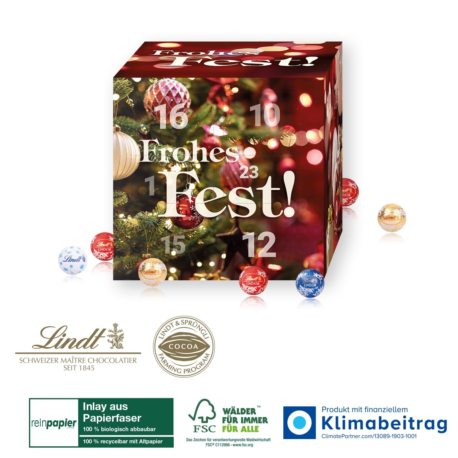 CD55361Adventskalender Lindt „Cube“ Organic