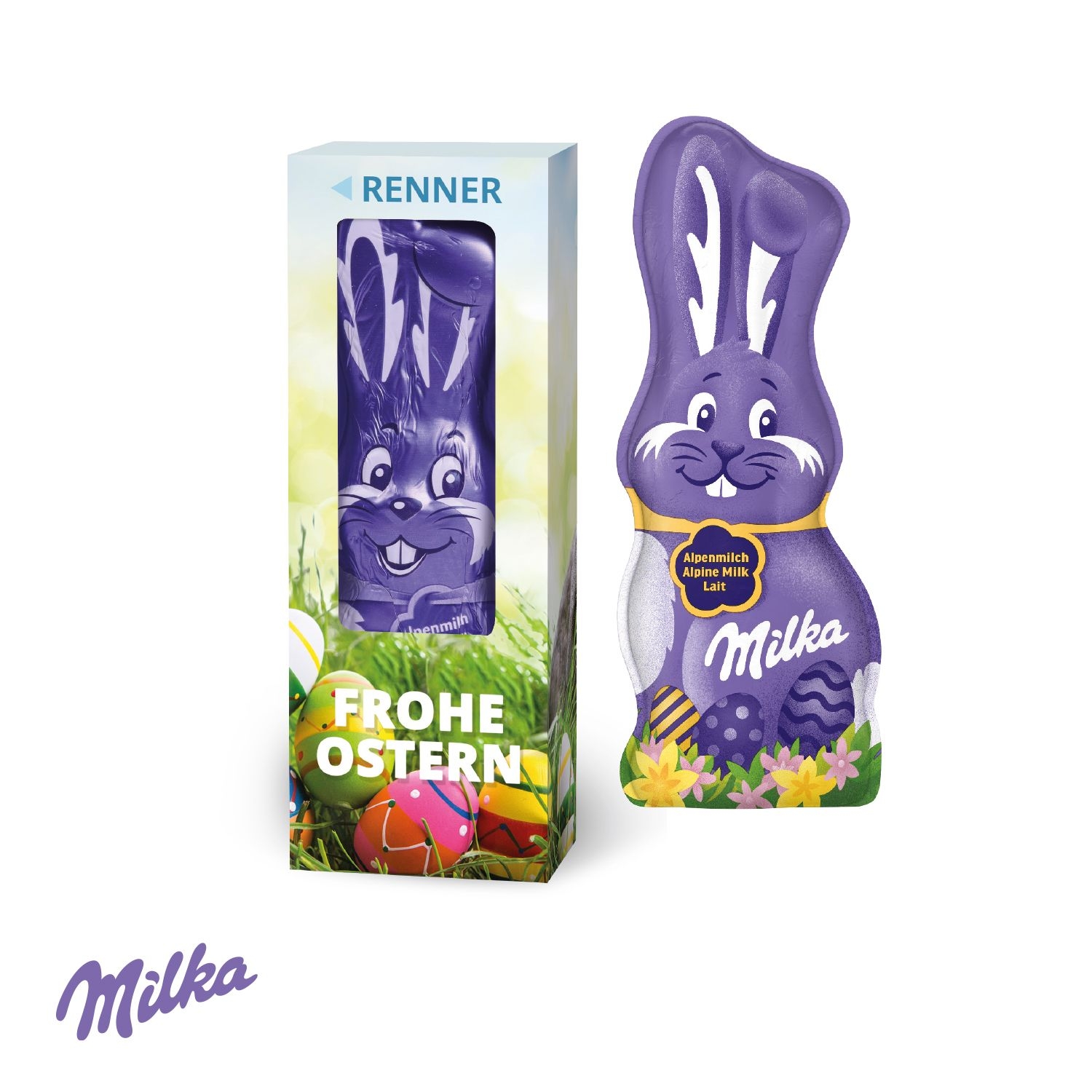 CD94572Milka Schmunzelhase in der Werbebox_ 45 g