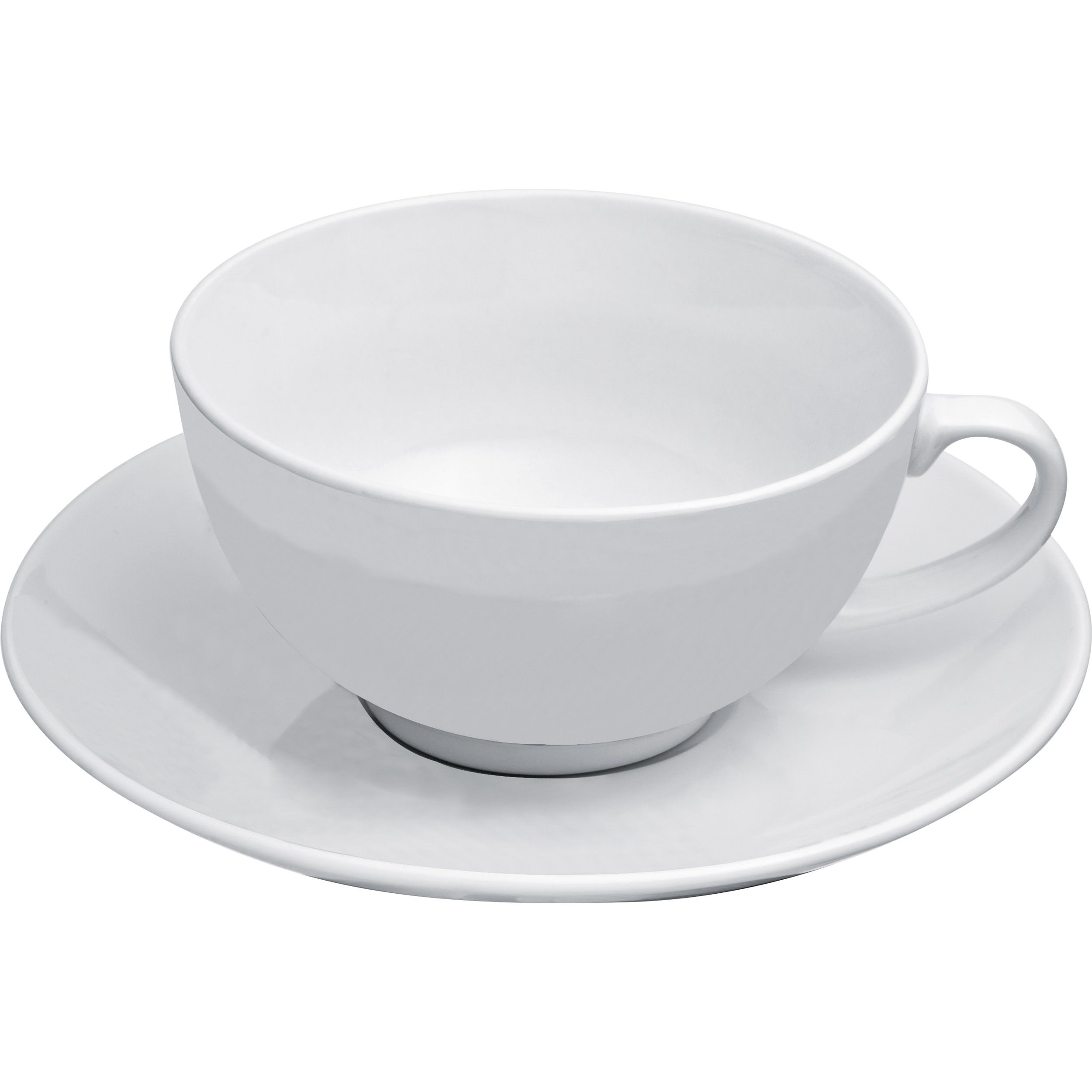 Teekanne mit Tasse und Untersetzer aus Porzellan, weiß