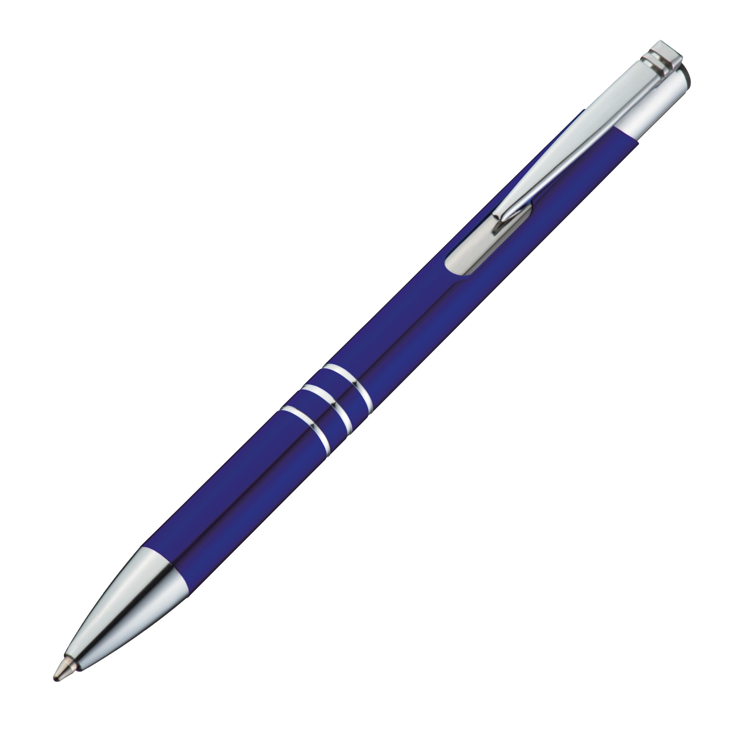 MA13339-04Kugelschreiber aus Metall mit 3 Zierringen_ blau