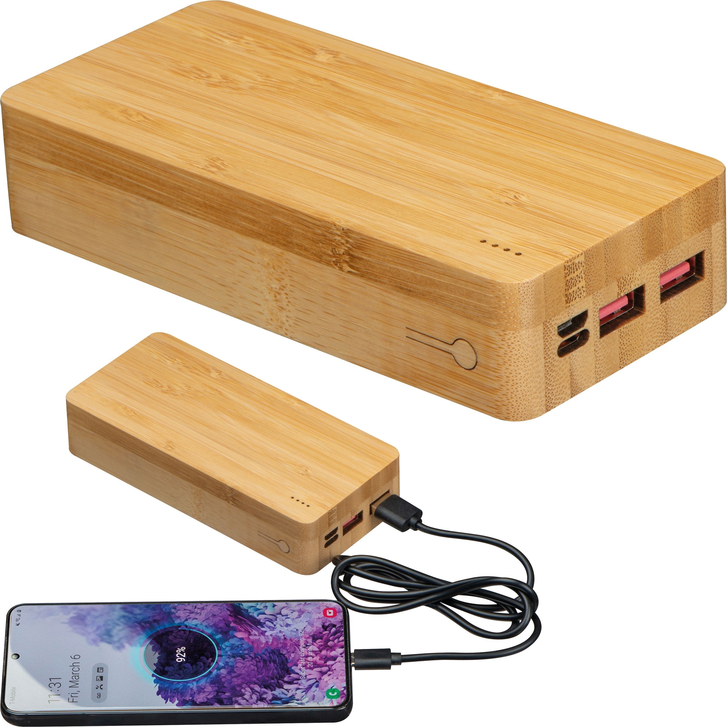MA33969Powerbank aus Bambus 20.000 mAh