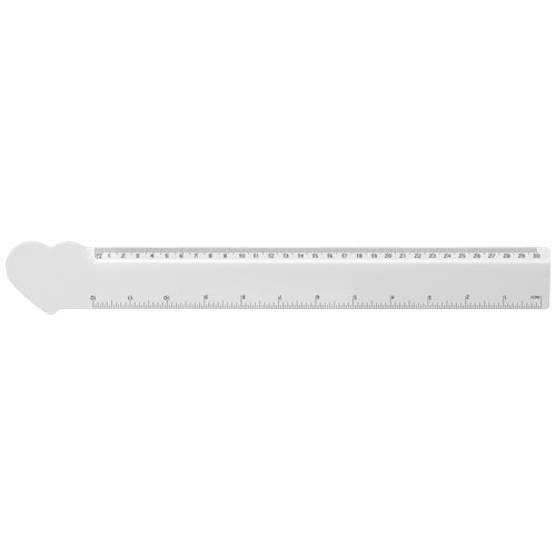 PF210466-1Tait 30 cm herzfoermiges Lineal aus Recycling-Kunststoff_ weiss