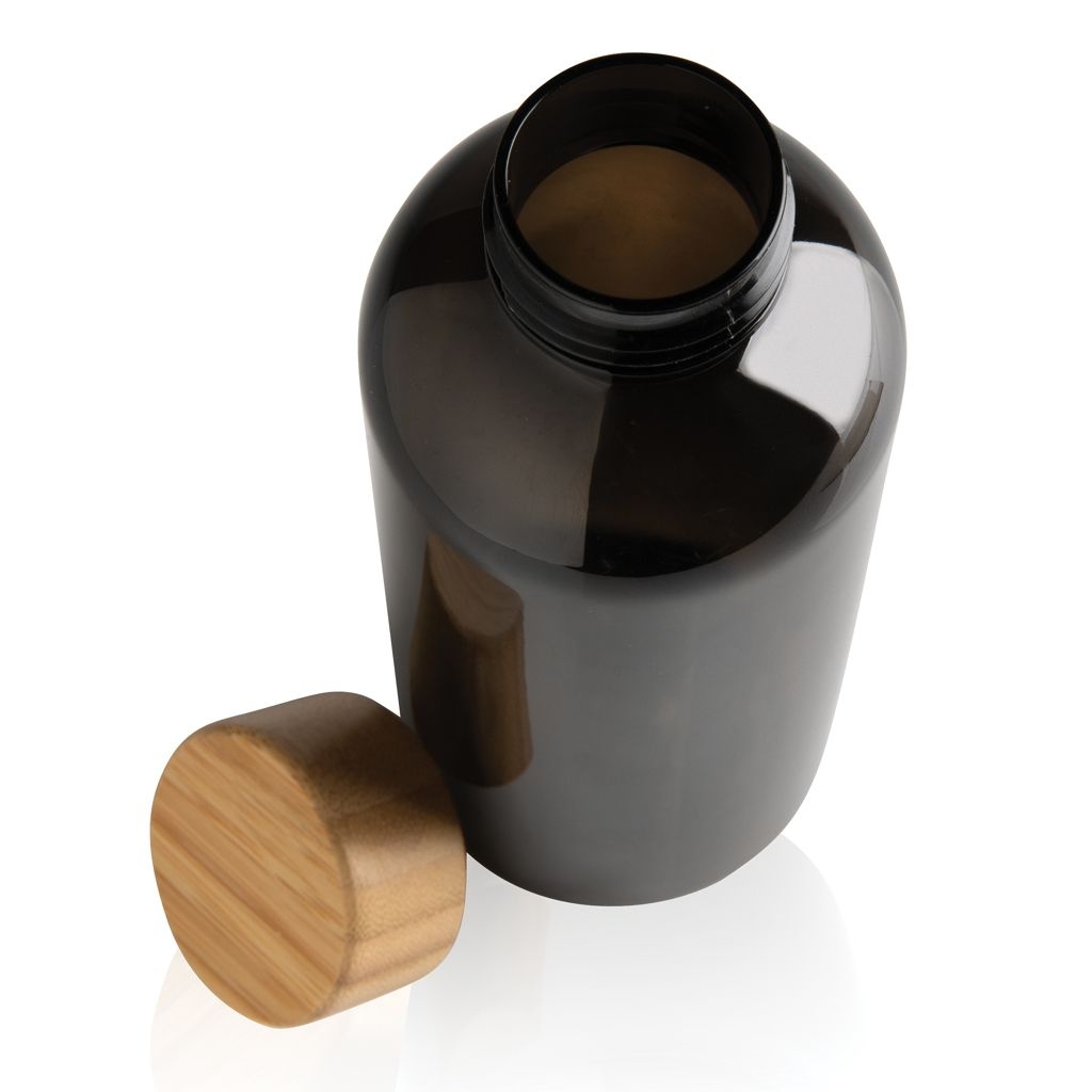 XDP433.09-1RCS rPET Flasche mit Bambus-Deckel_ schwarz