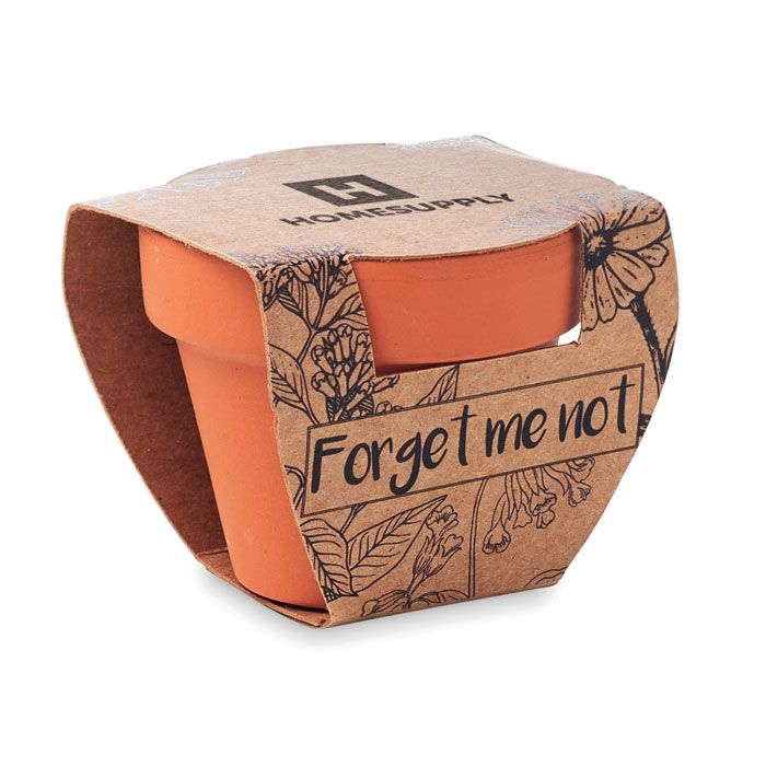 MO6146-40Forget Me Not Terracotta-Topf Vergissmeinnich_ Holz