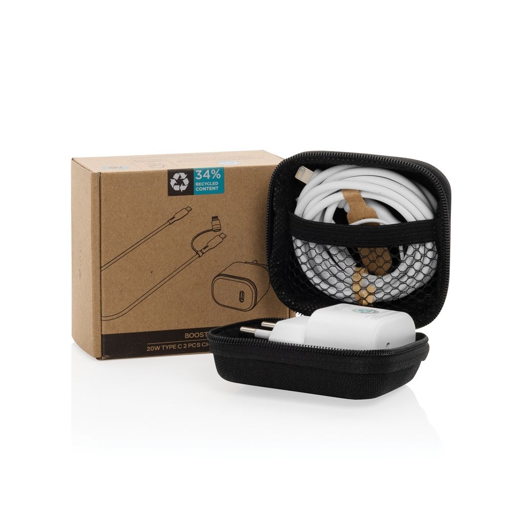 XDP301_25-01Boost 2-tlg. 20W Type-C Ladeset aus RCS recyceltem PET_ schwarz