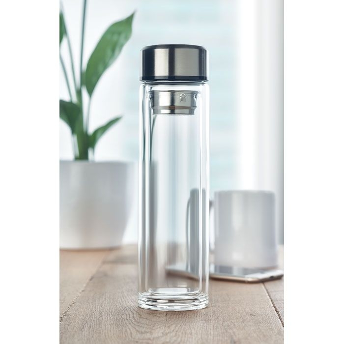 MO6169-22Pole Glass Flasche 390ml mit LED Anzeige_ Transparent