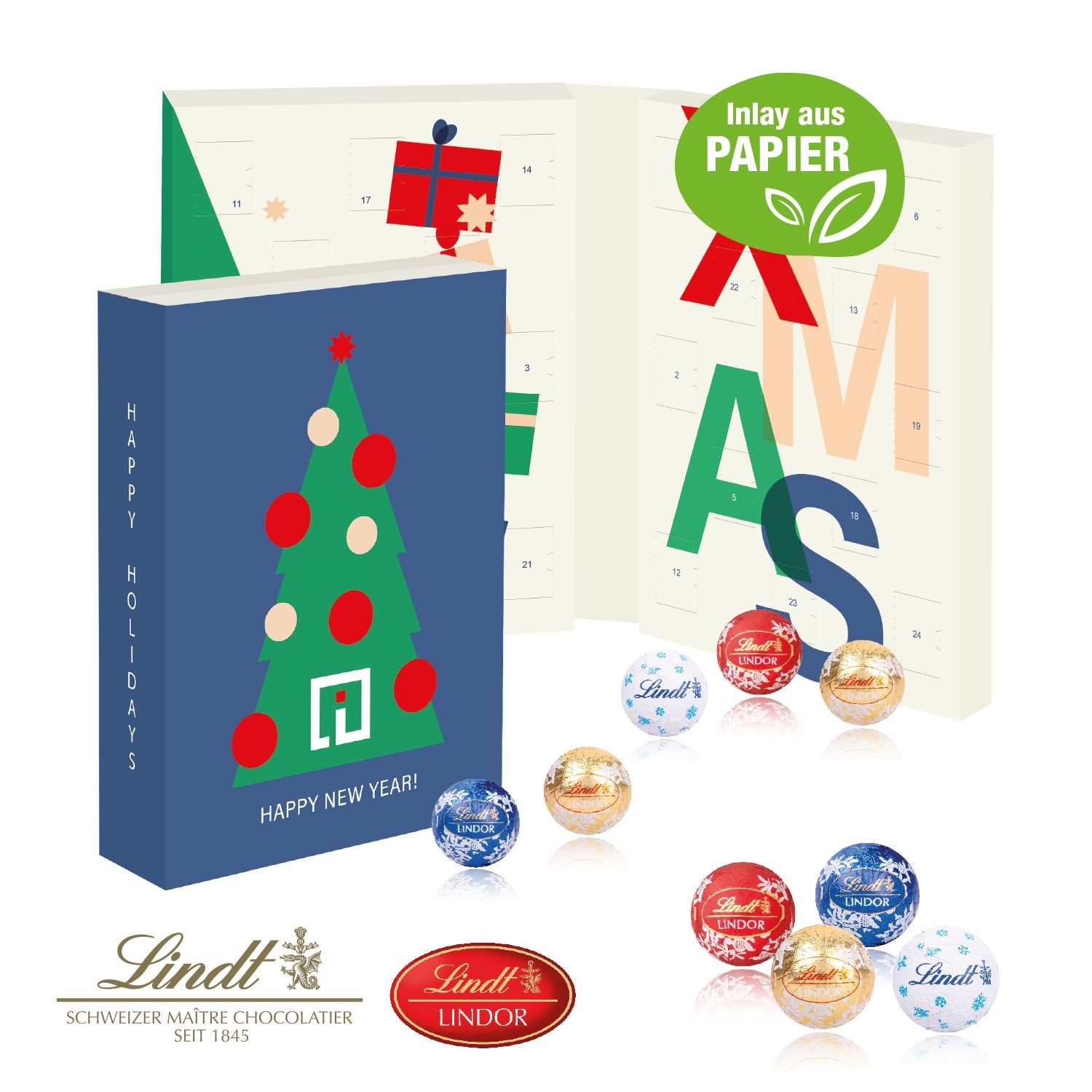 CD55450Lindt Adventskalender zum Aufklappen_ Inlay aus Papier