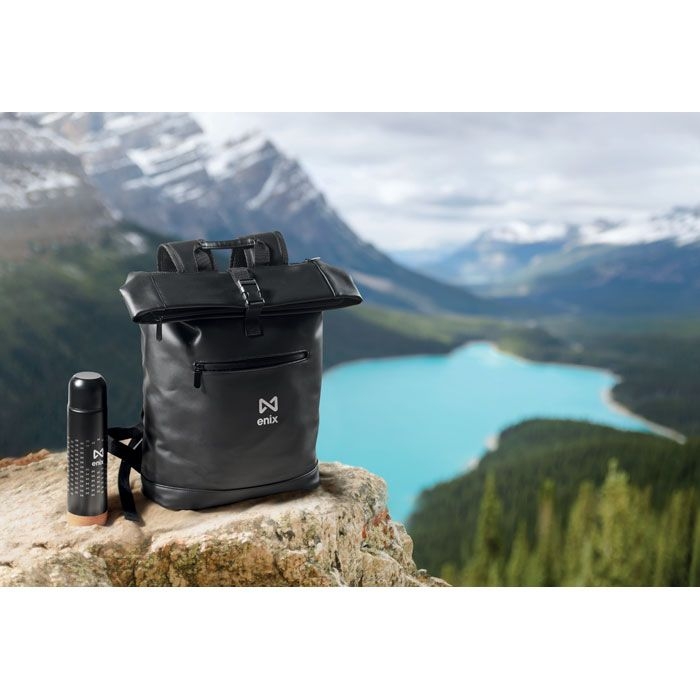 MO2230-03Bai Roll 15_ Rolltop-Rucksack PU_ schwarz