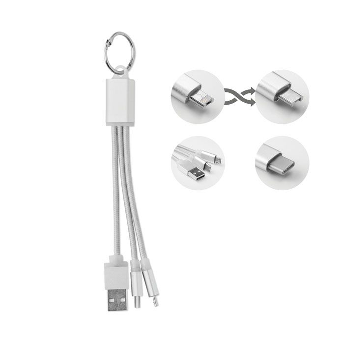 Rizo Schlüsselring mit Kabel-Set, silber