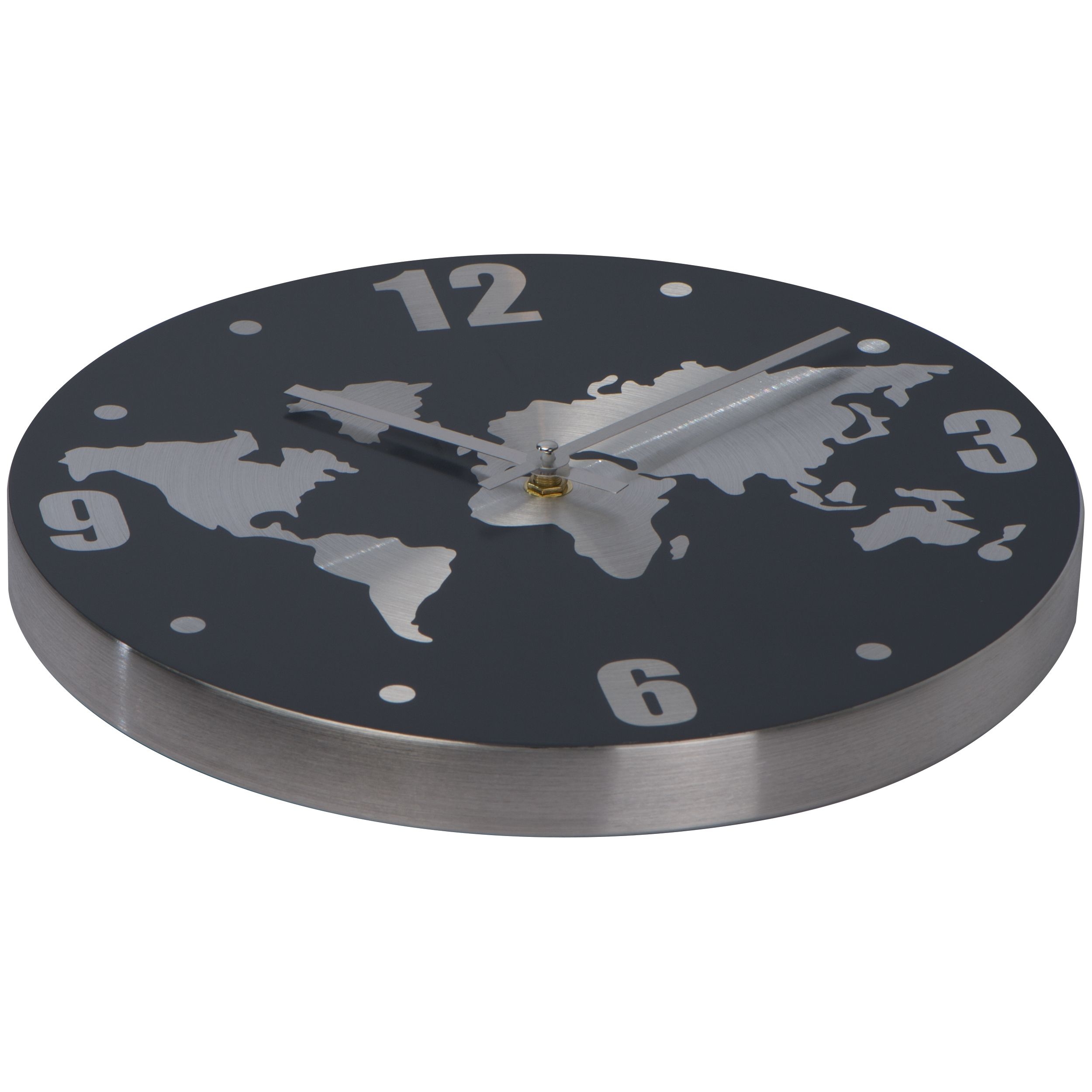 MA40744-07Wanduhr aus Aluminium mit Weltkarte BALTASAR_ silbergrau