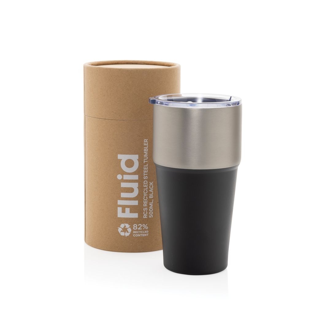 XDP437.13-01Fluid Becher aus RCS-zertifiziert recyceltem Stahl_ 500ml_ schwarz