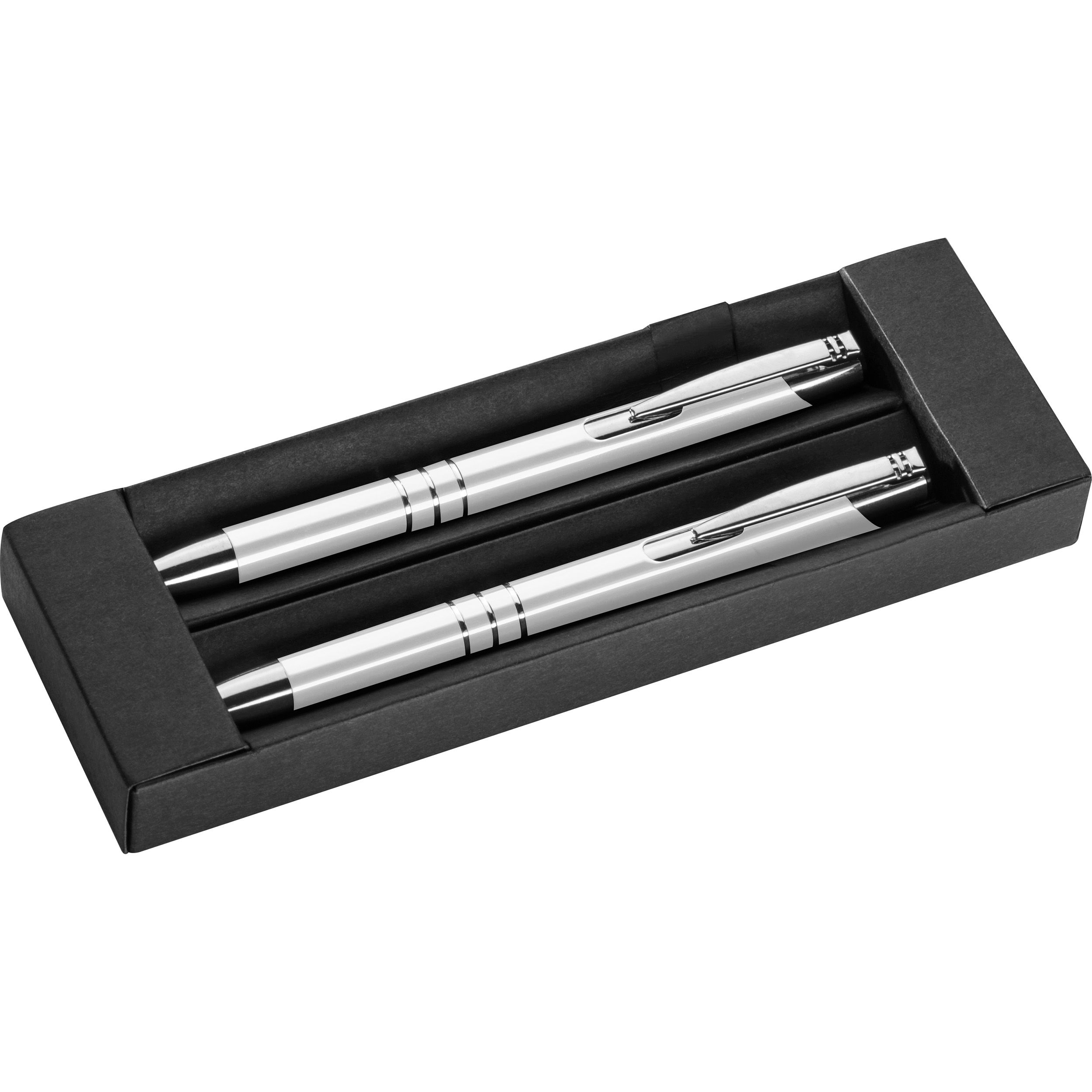 MA13330-06Schreibset mit Kugelschreiber und Druckbleistift aus Metall_ weiss