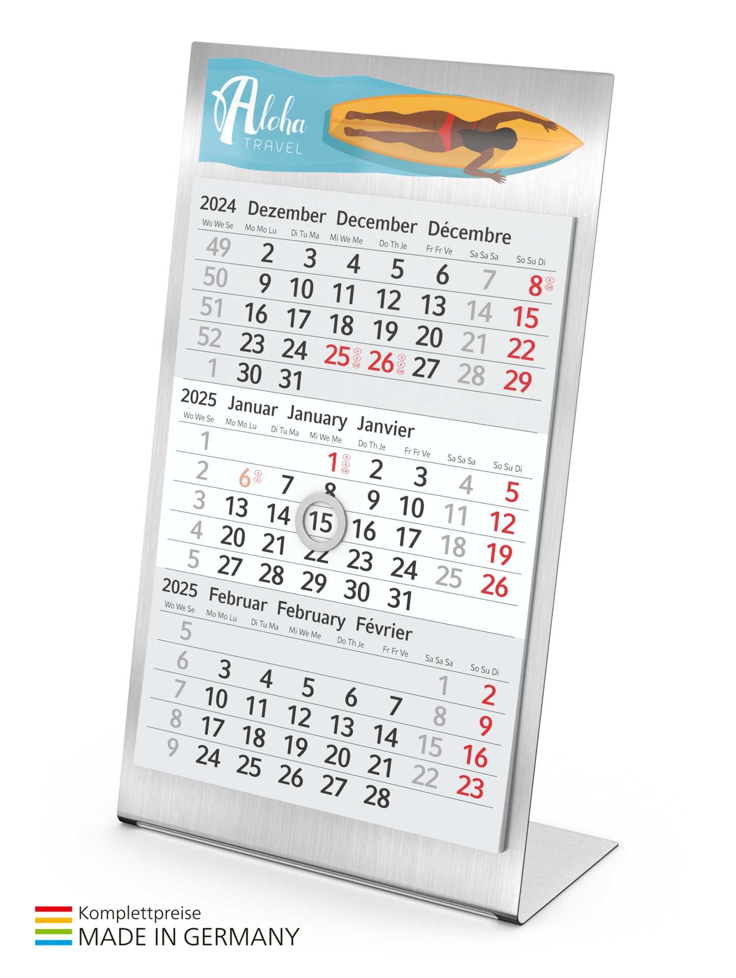 GE0014Tischkalender Desktop 3 Steel