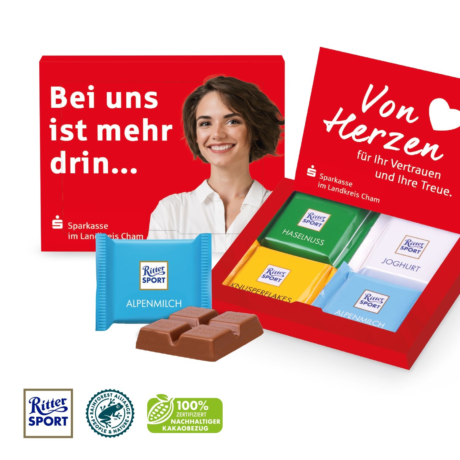 CD91322Grusskarte mit Ritter SPORT Schokolade