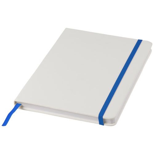 PF107135-2Spectrum weisses A5 Notizbuch mit farbigem Gummiband_ weiss_royalblau PF107135-2Spectrum weisses A5 Notizbuch mit farbigem Gummiband_ weiss_royalblau