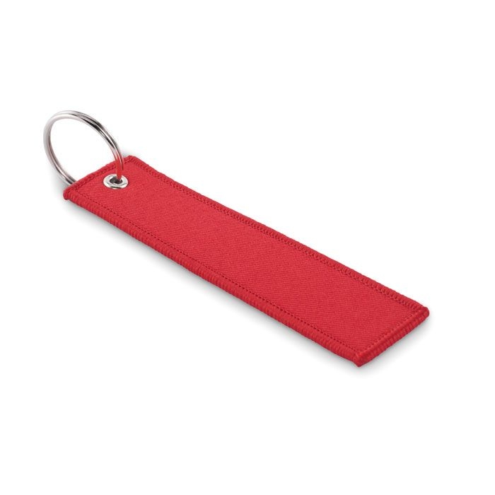 MO2463-05Takeoff Schluesselring Polyester Tag_ rot