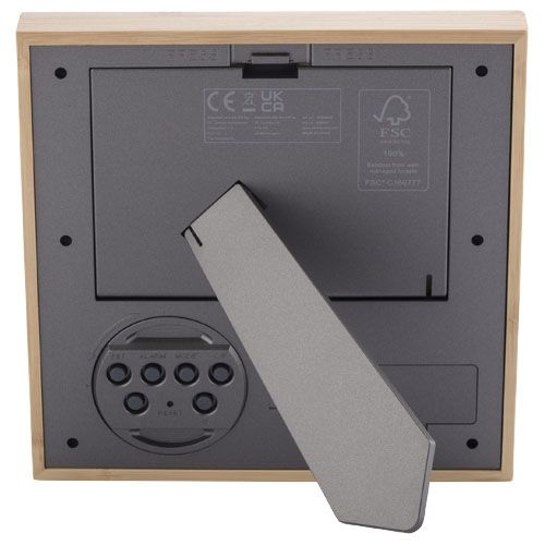 PF104560-1Sasa Bambus Fotorahmen Tischuhr mit Thermometer_ natur