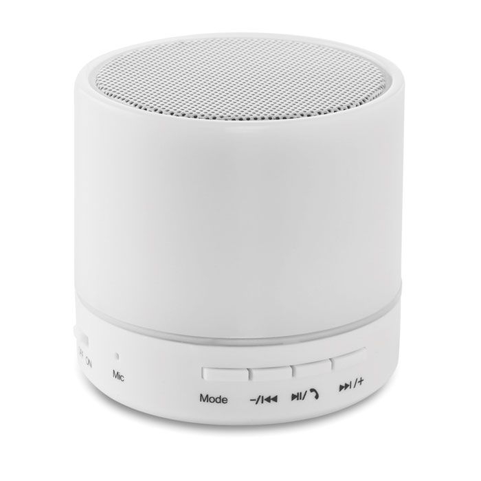 MO9062-06Round White Wireless Lautsprecher LED_ Weiss