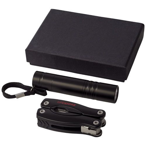 Scout Multifunktionswerkzeugs- und LED-Taschenlampen-Set, schwarz