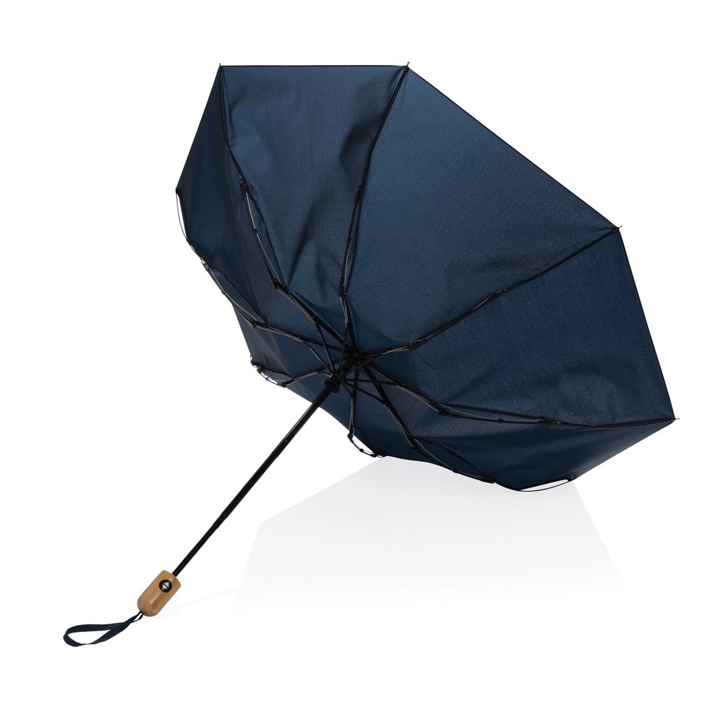 XDP850_61-521_ Impact AWARE™ RPET 190T Bambus-Schirm autom. open_close_ navy blau